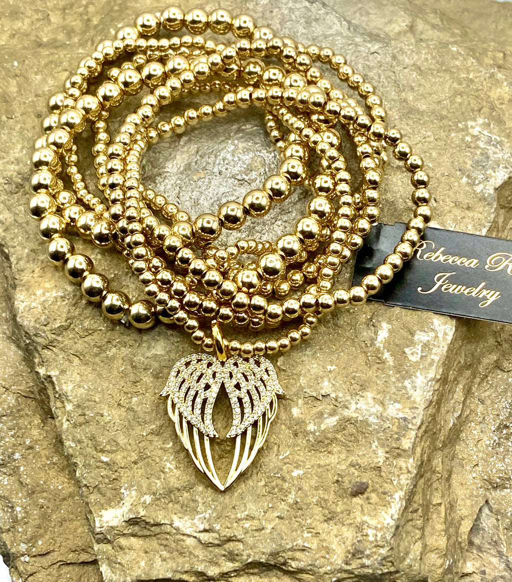 Golden Angel Wing Bracelet Stack