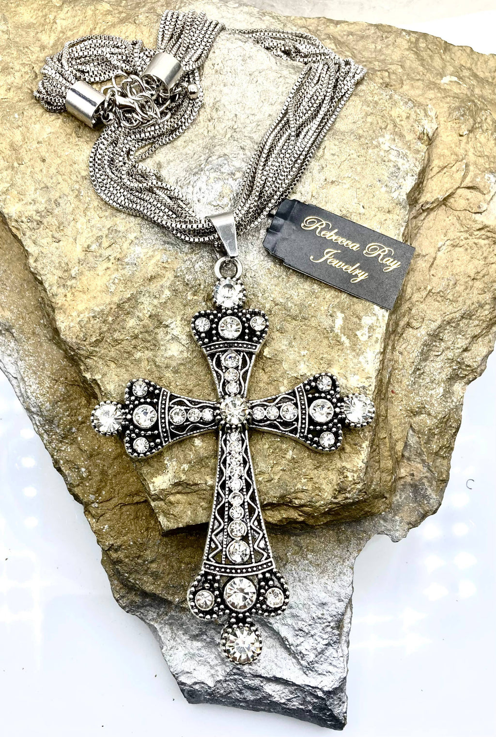 Boho Large chunky Statement Cross Necklace