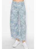 Floral Print Barrel Leg Jeans