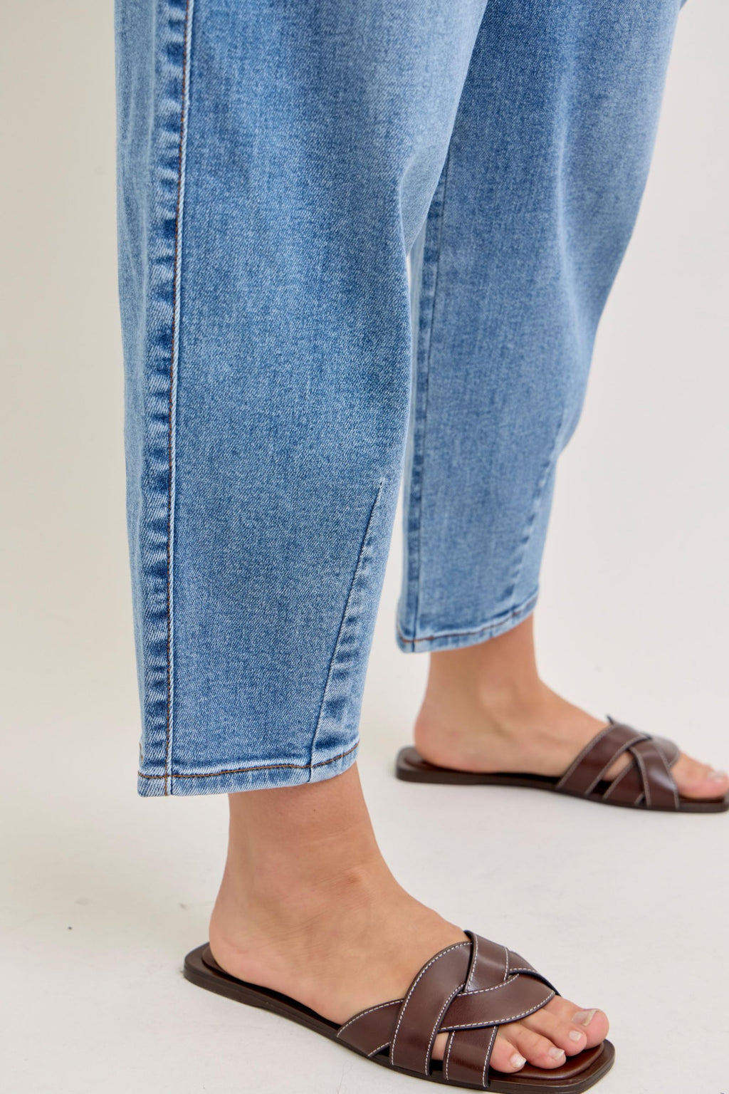 Judy Blue High Waist Barrel Leg Jeans with Front Darts & Back Yoke Detail