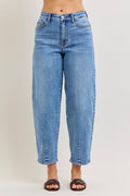 Judy Blue High Waist Barrel Leg Jeans with Front Darts & Back Yoke Detail