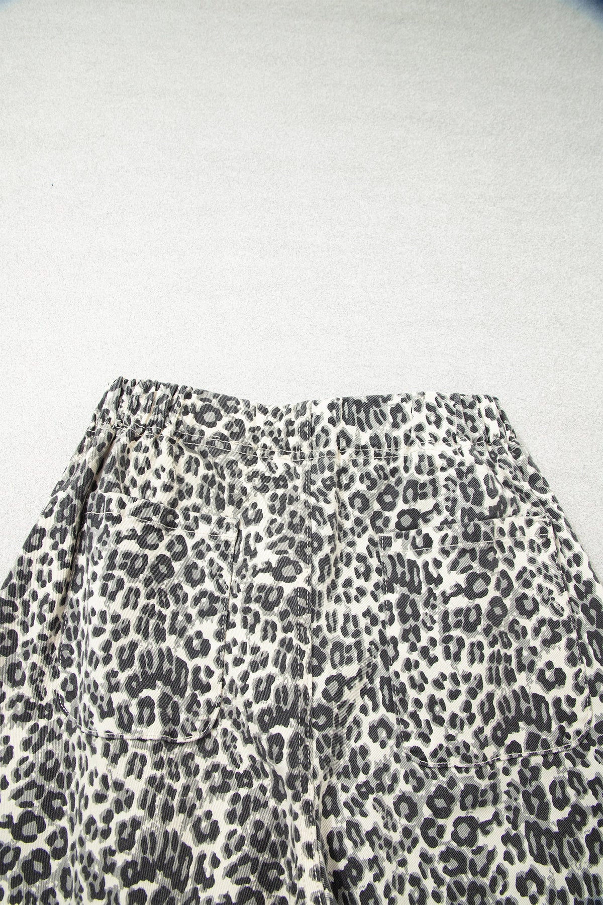 Brown Leopard Print Rainbow Striped Detail Buttoned Loose Jogger Jeans