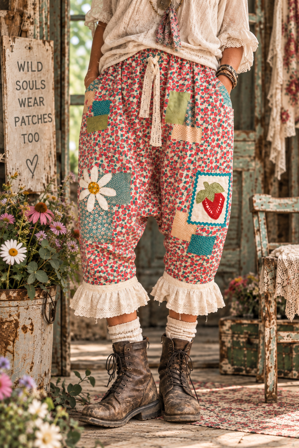 Berry Blessed Farm-Girl Harem pants