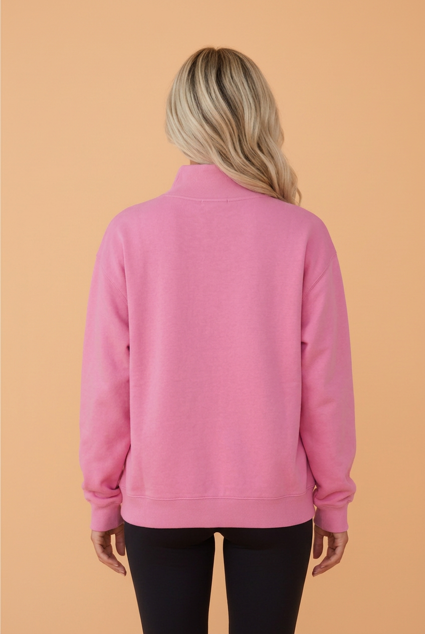 PRAY BIG Embroidered Floral Patch Mock Neck Sweatshirt