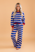 Stripe Contrast Trim Long Sleeve Top & Pants Set