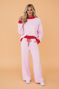 Colorblock Pullover Top & Drawstring Pants Set