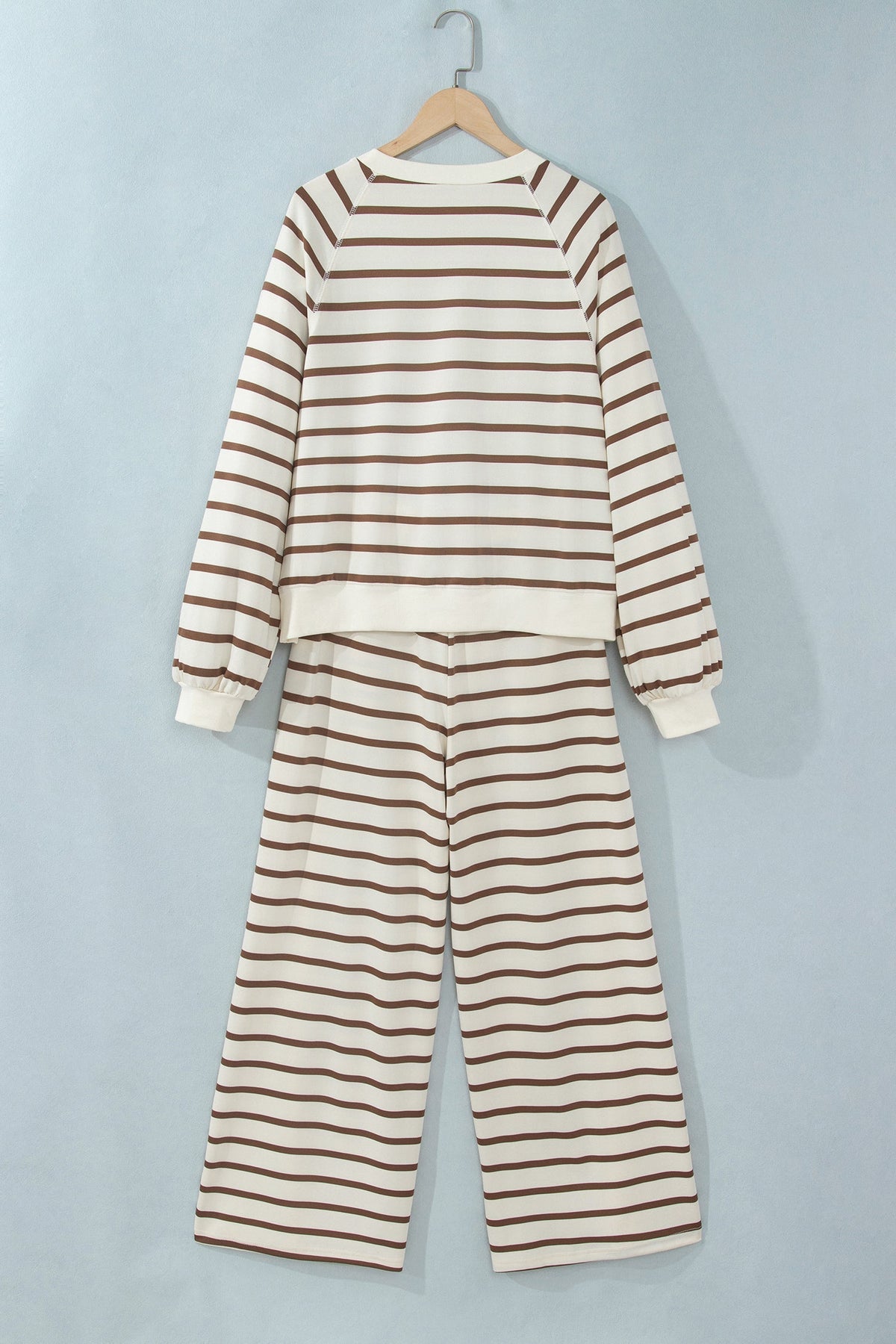Stripe Colorblock Long Sleeve Top & Drawstring Pants Set
