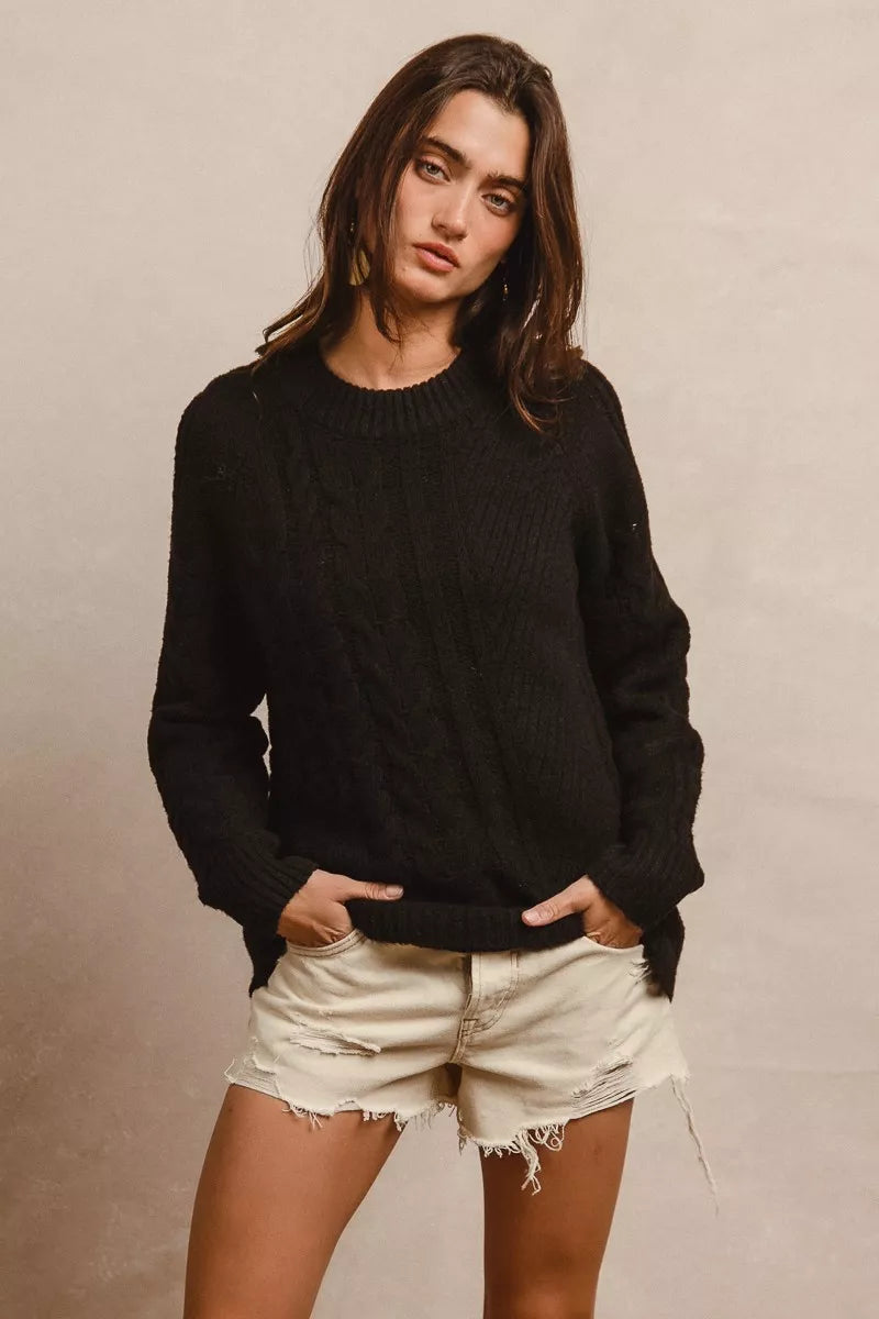BiBi Twist Knitted Open Shoulder Sweater