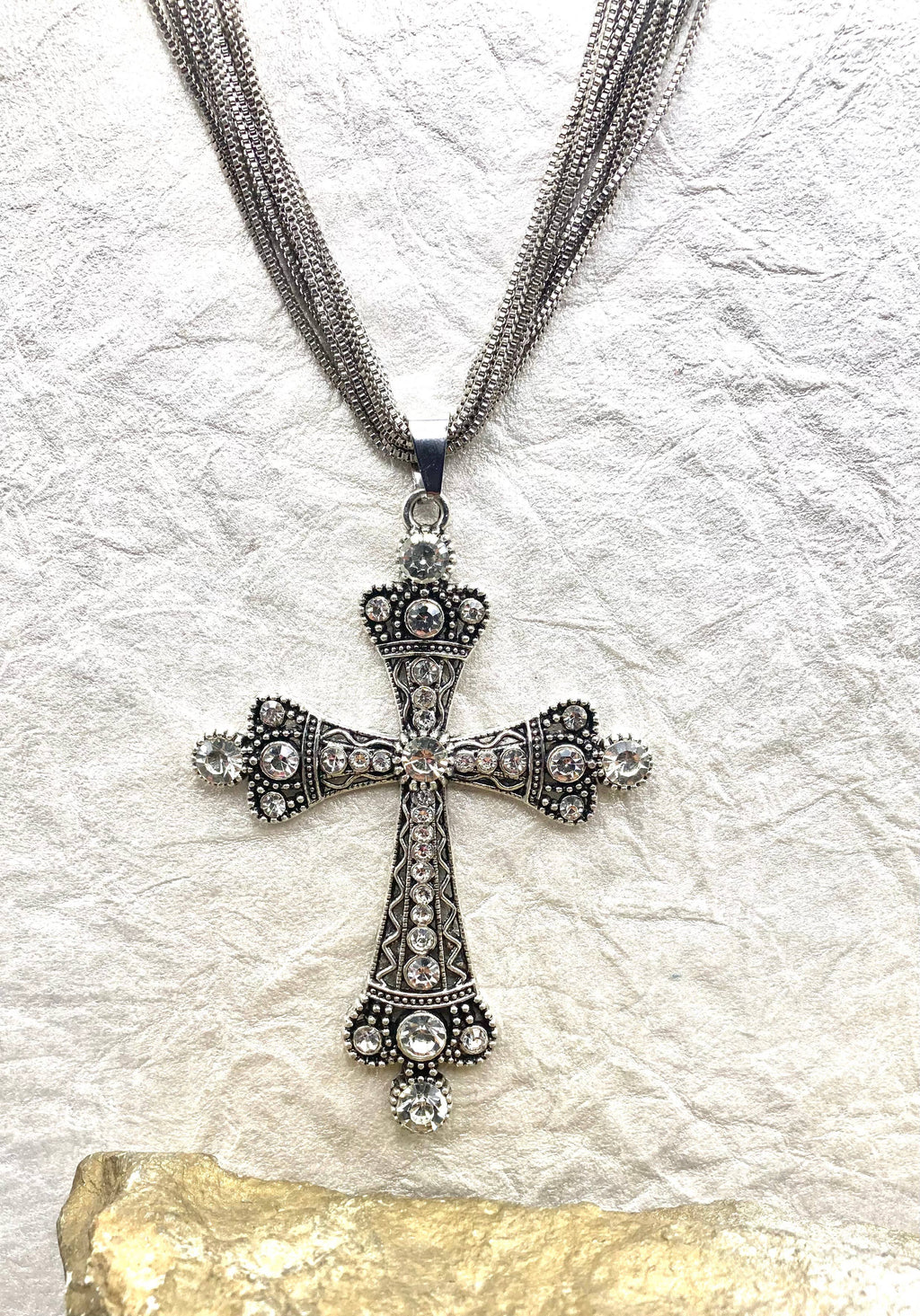Boho Large chunky Statement Cross Necklace
