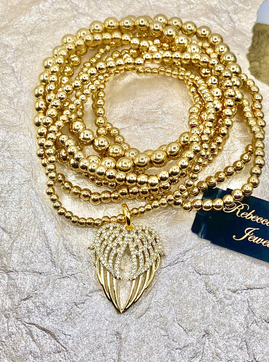 Golden Angel Wing Bracelet Stack