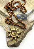 Boho Crystal Necklace with Sun Pendant